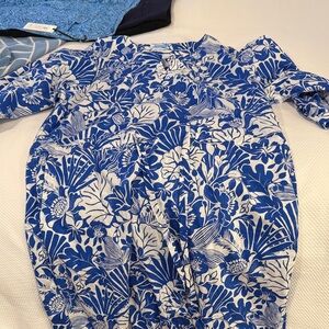 J. McLaughlin Blue and White Patterned Garment